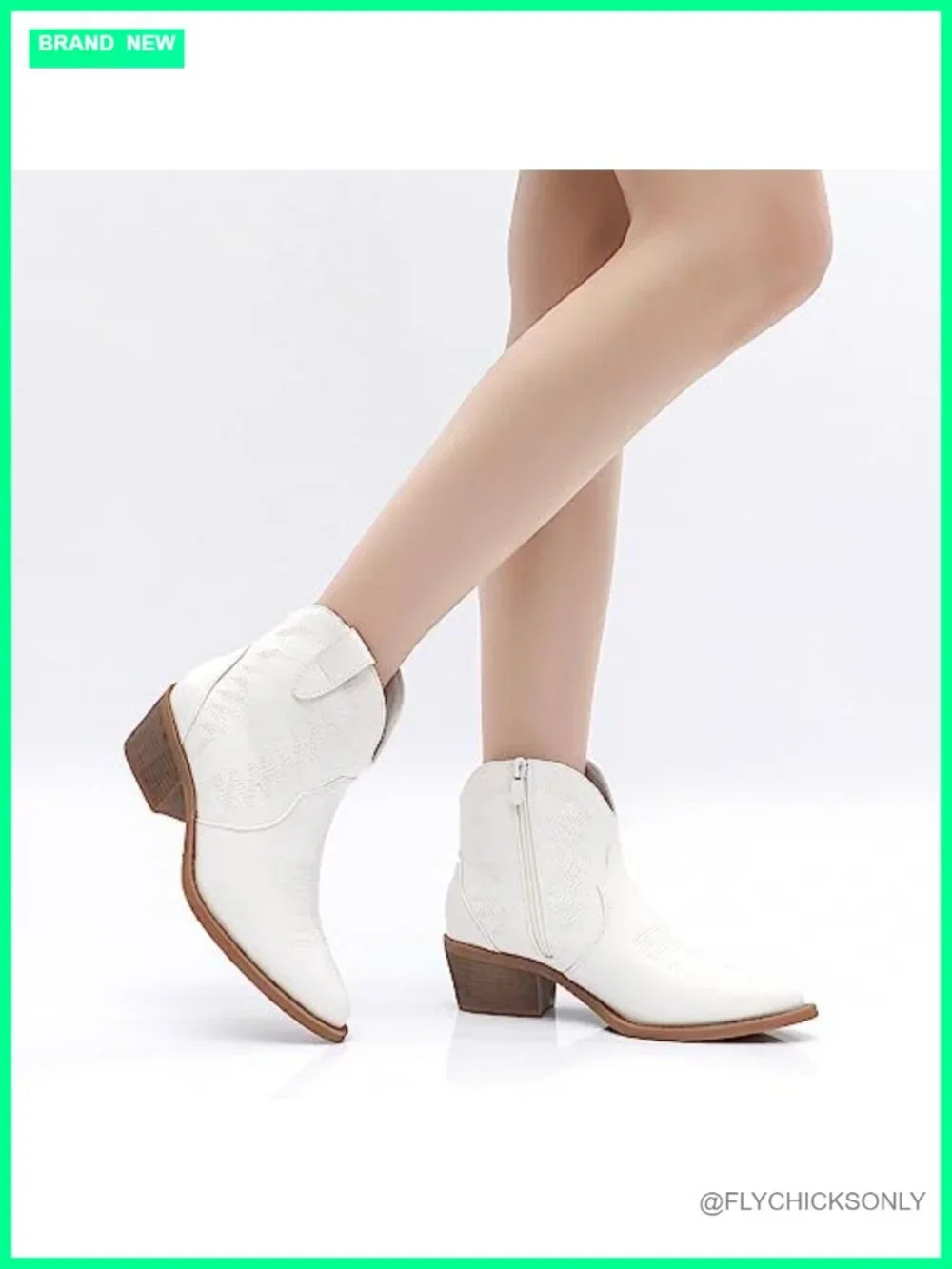 Women's Ankle Cowboy Boots Western Style Low Heel Side Zip